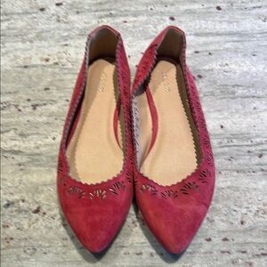 Joes Pointed Toe Red Suede Flats Size 8
